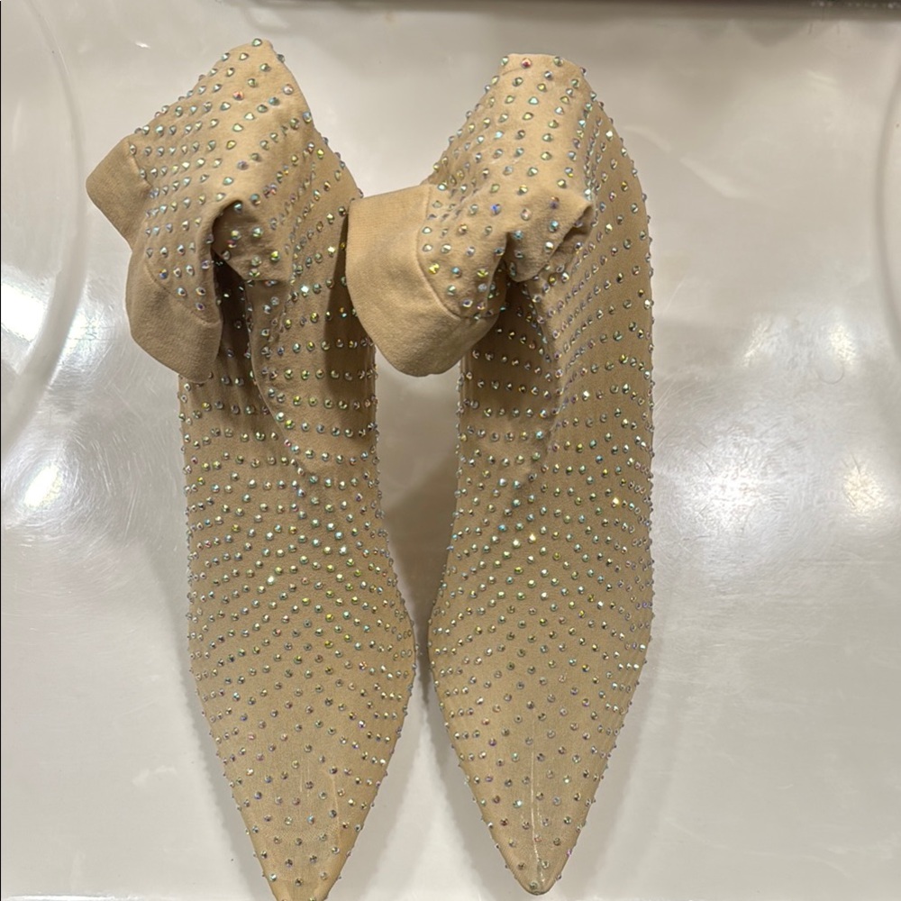 Embellished Tan Ankle Boots